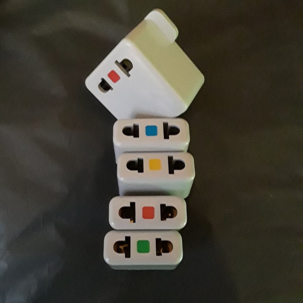 DUAL WATTAGE WORLDWIDE TRAVEL ADAPTER SET - SET OF 5 PLUGS ONLY - COLOR CODED